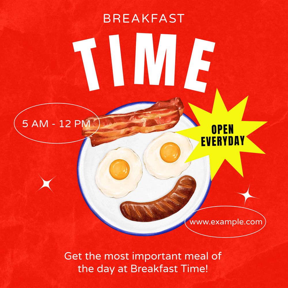 Breakfast time Instagram post template, editable text