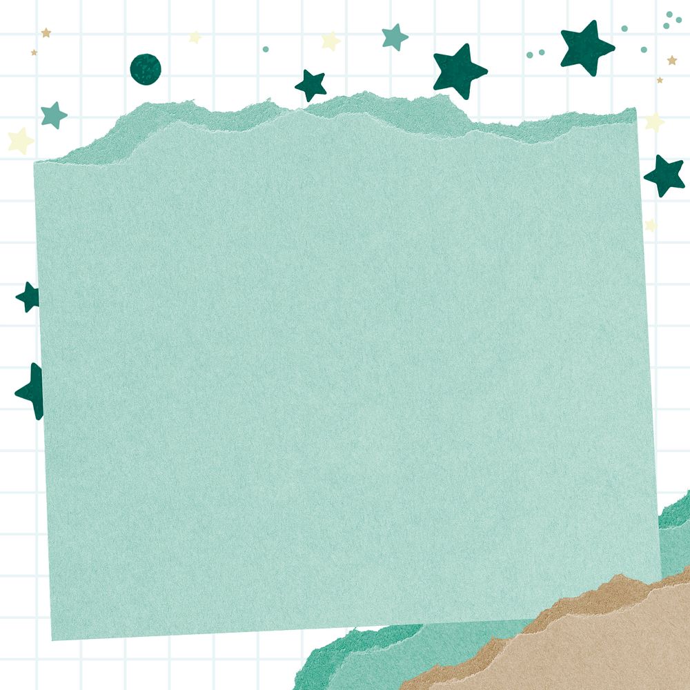 Torn green paper, collage rectangle notepaper editable design