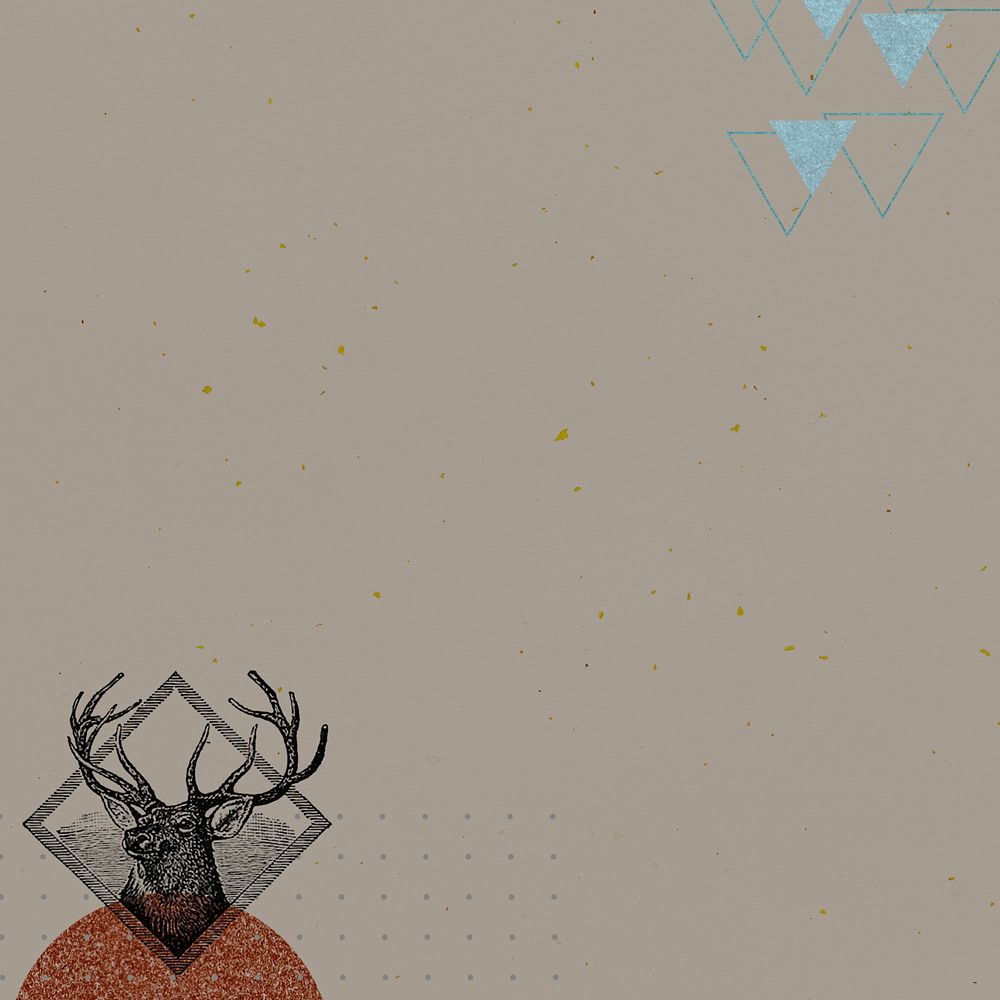 Aesthetic greige background, vintage stag border