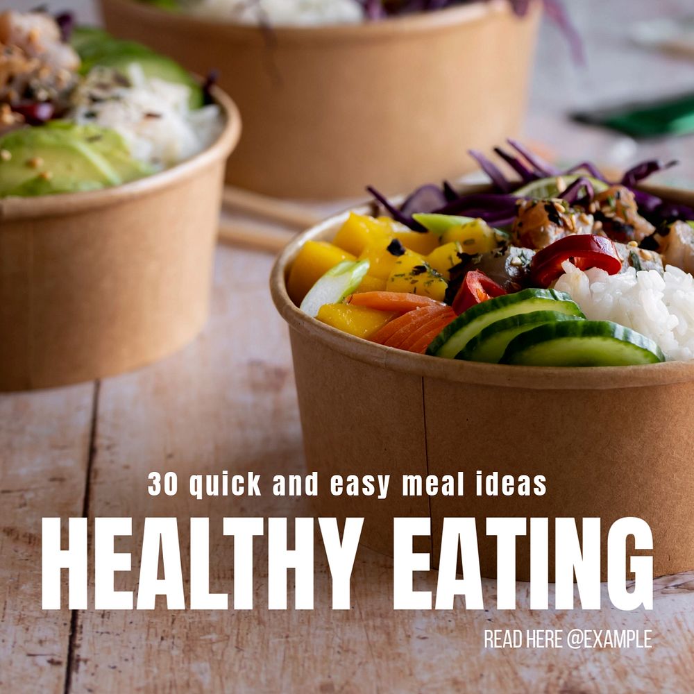 Healthy eating Instagram post template, editable text