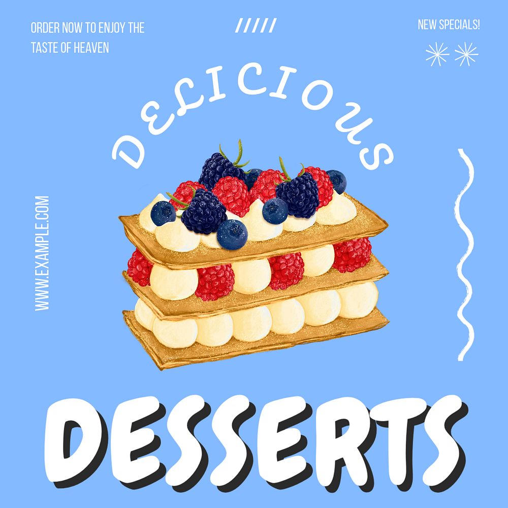 Delicious dessert Instagram post template, editable text