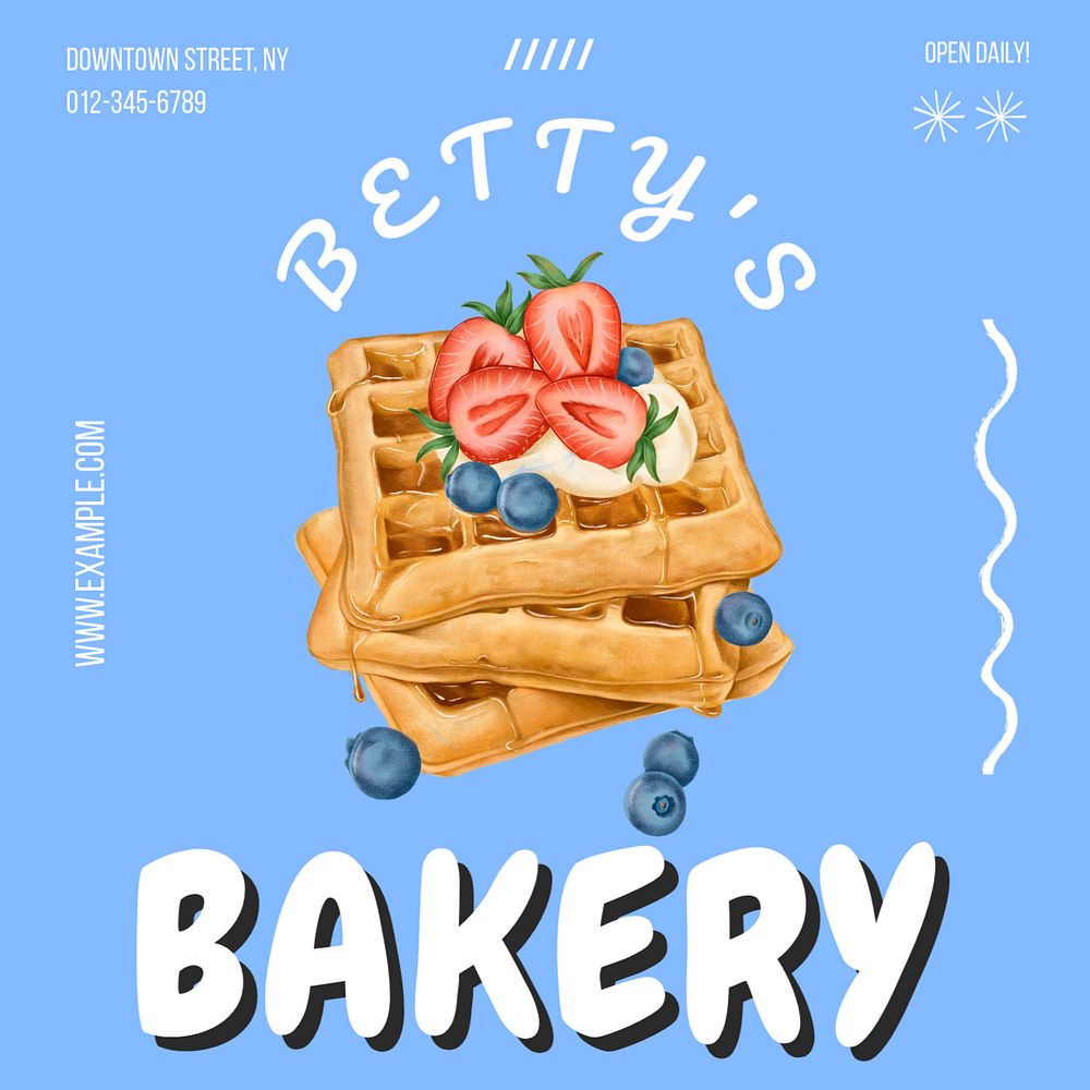 Bakery shop Instagram post template, editable text