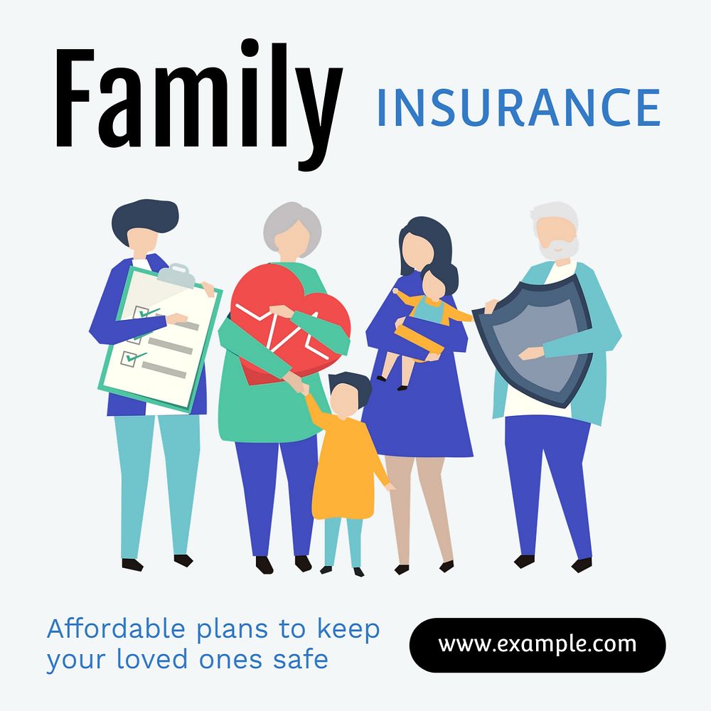 Family insurance Instagram post template, editable text