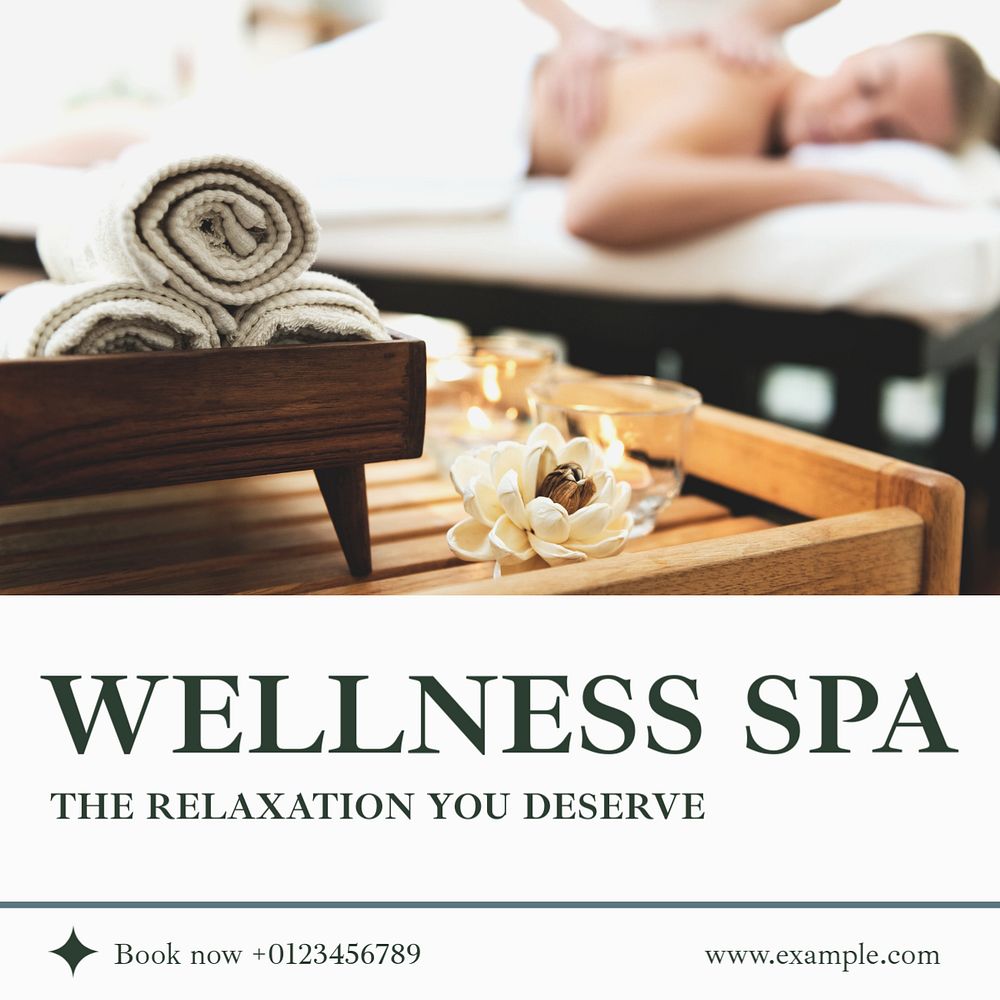 Wellness spa Instagram post template, editable text