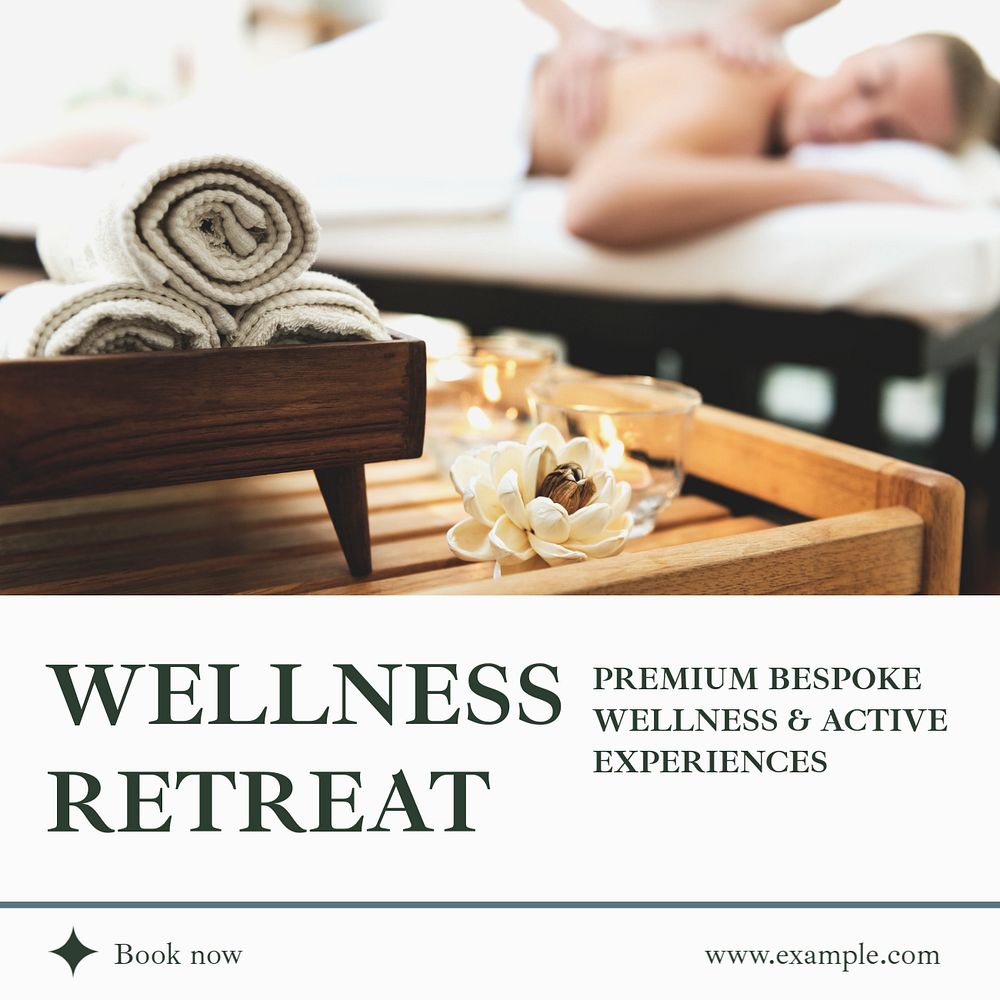 Wellness retreat Instagram post template, editable text