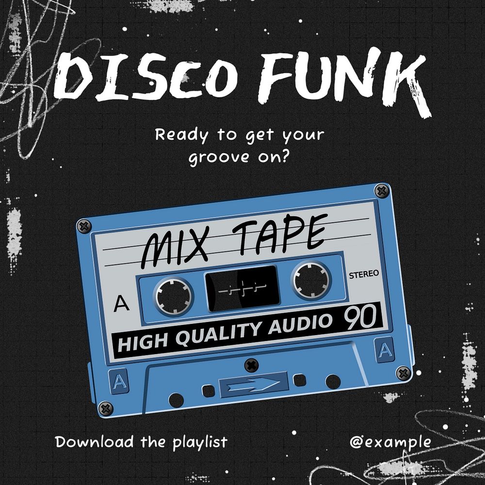 Retro disco music Instagram post template, editable text