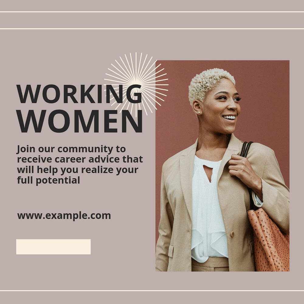 Working women Instagram post template, editable text