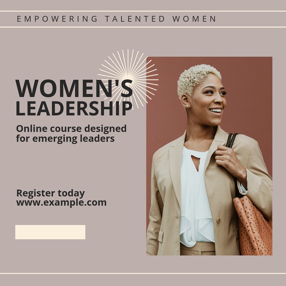 Women's leadership course Instagram post template, editable text