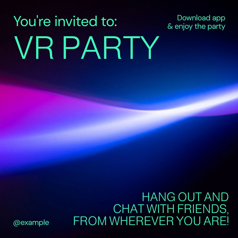 VR party Instagram post template, editable text