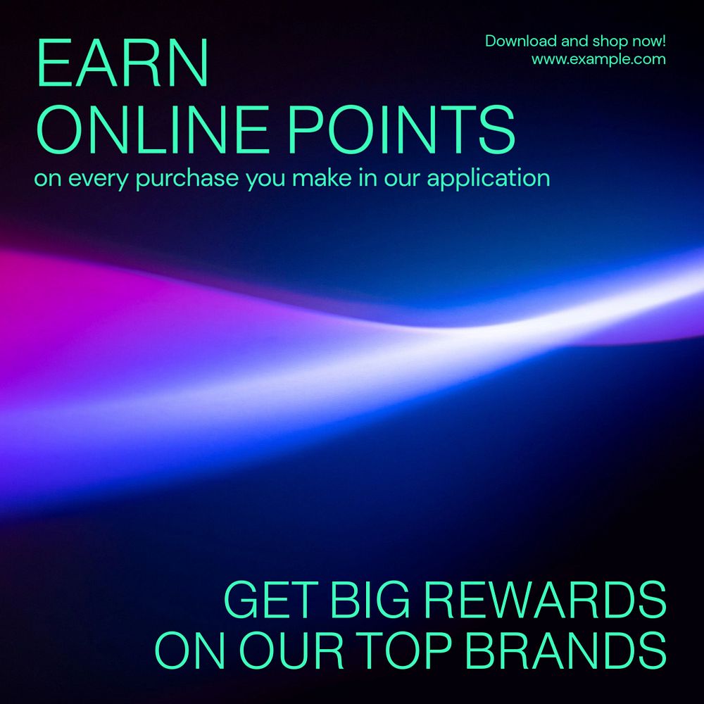 Earn online points Instagram post template, editable text