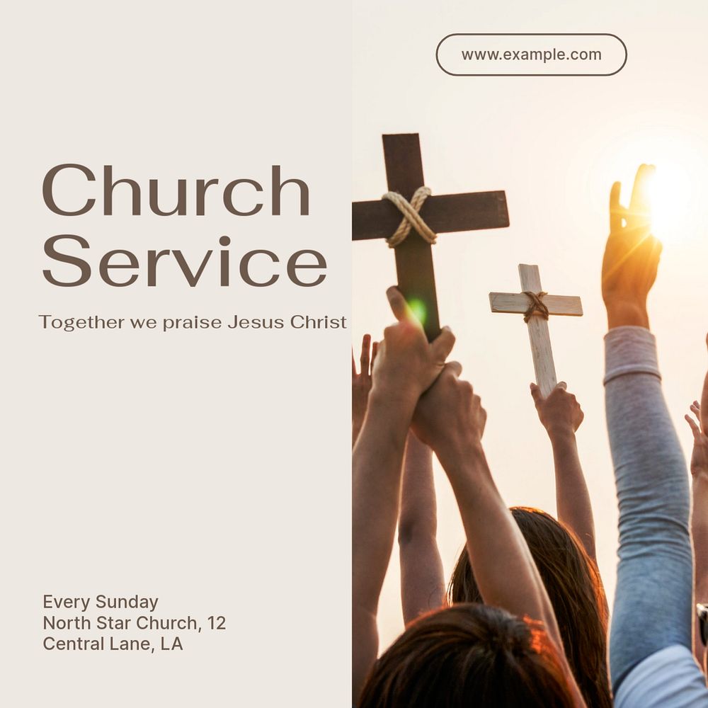 Church service Instagram post template, editable text