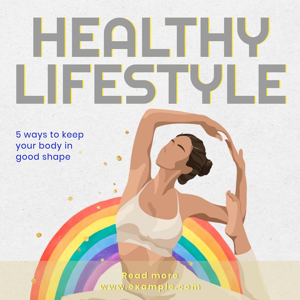 Healthy Lifestyle Instagram post template, editable text