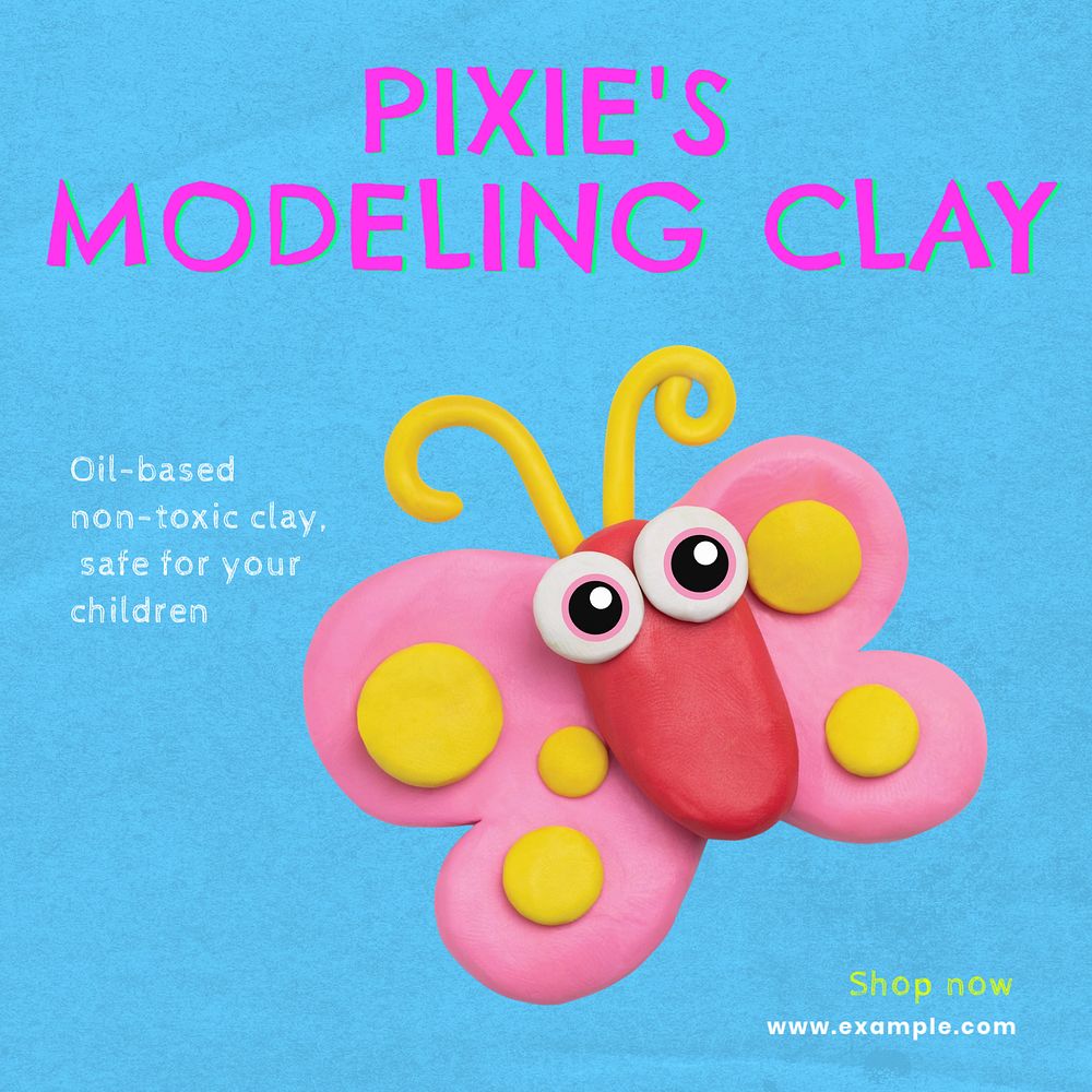 Modeling clay Instagram post template, editable text