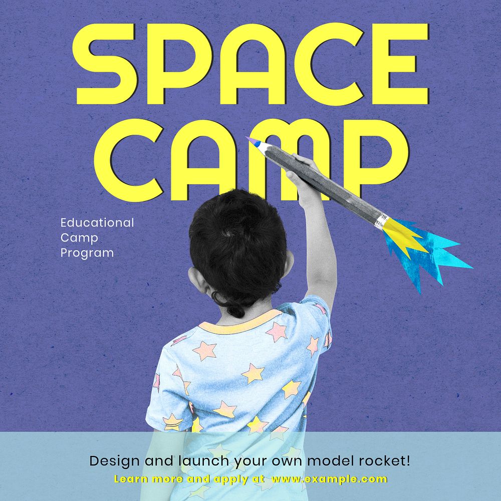 Space camp background Instagram post template, editable text