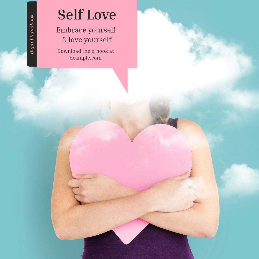 Self love ebook Instagram post template, editable text