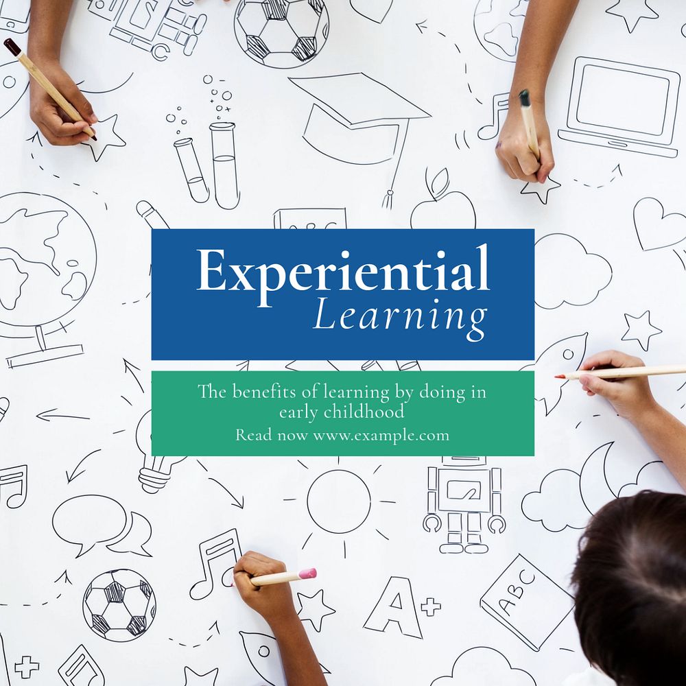 Experiential learning Instagram post template, editable text