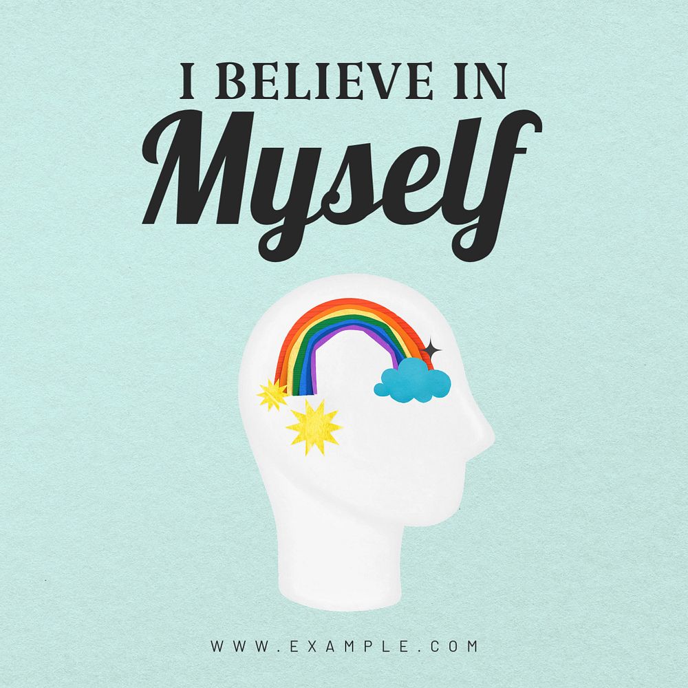 Believe in myself Instagram post template, editable text