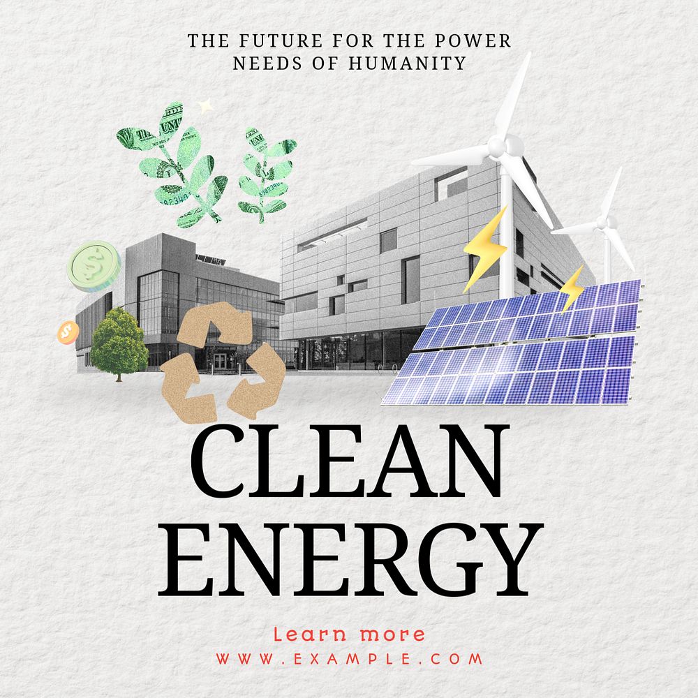 Clean energy Instagram post template, editable text