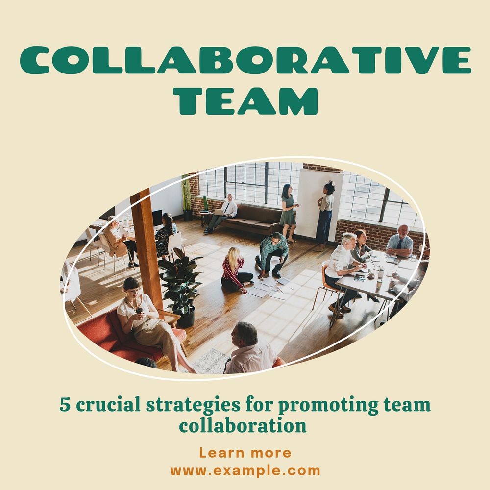 Team collaboration Instagram post template, editable text