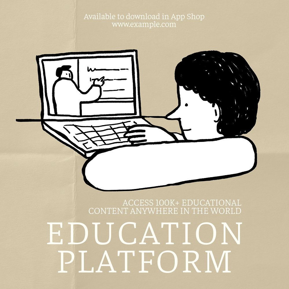 Education platform Instagram post template, editable text