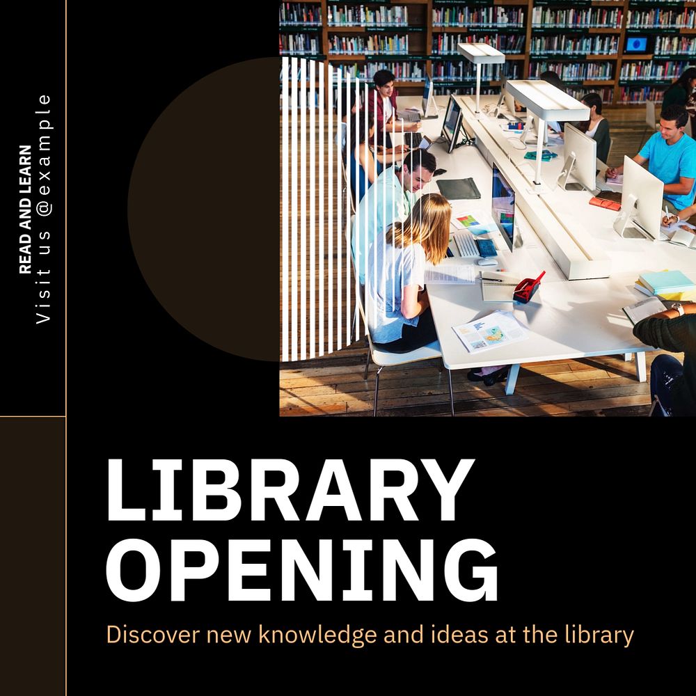 Library open Instagram post template, editable text