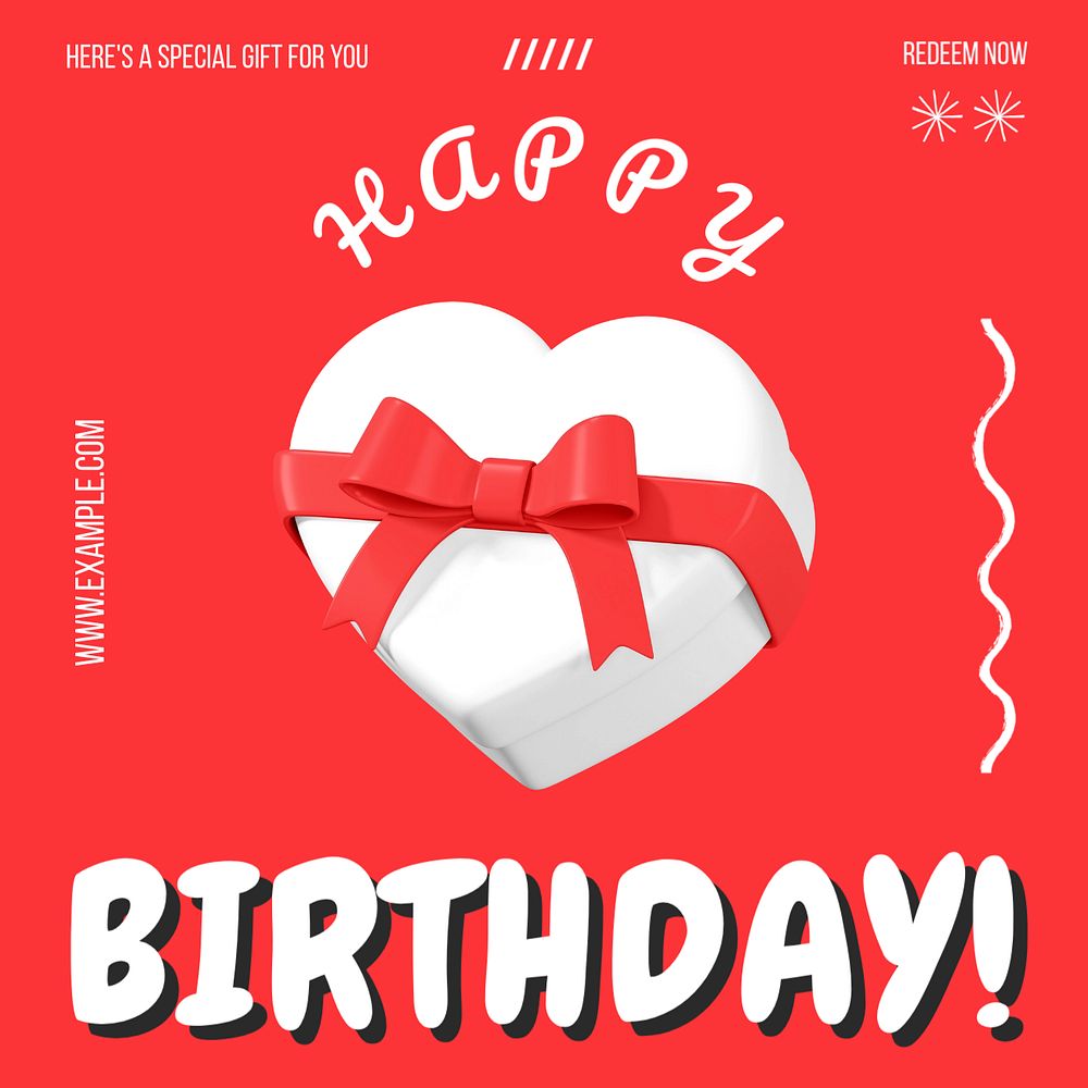 Happy birthday Instagram post template, editable text