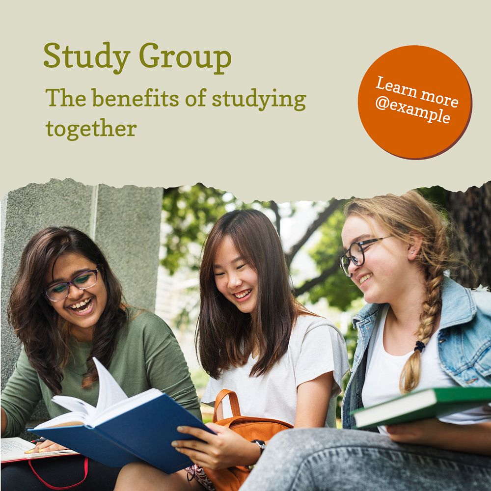 Study group Instagram post template, editable text