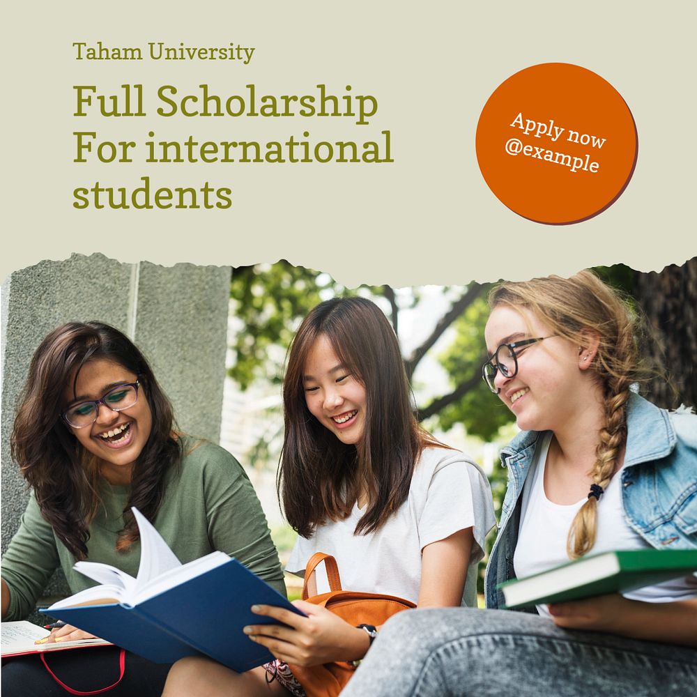 Full scholarship Instagram post template, editable text