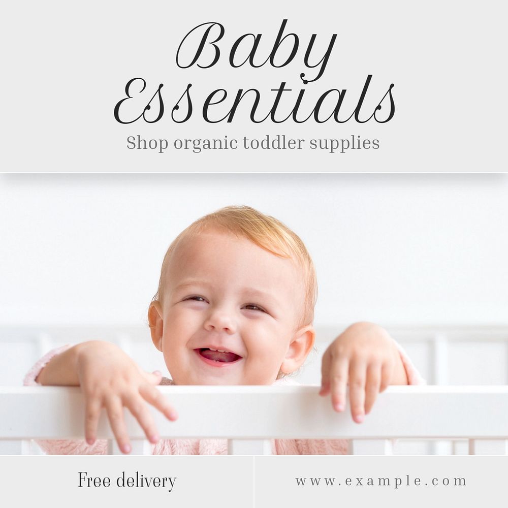 Baby essentials Instagram post template, editable text