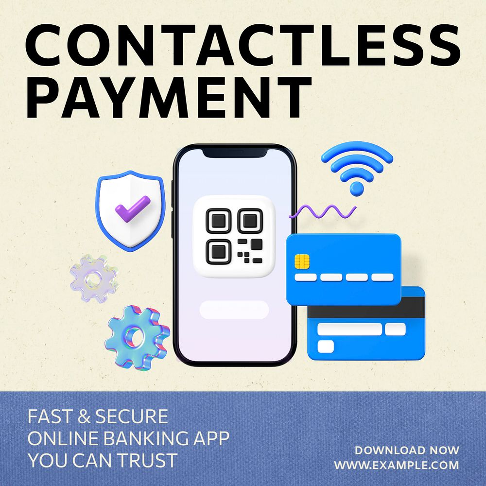 Contactless payment Instagram post template, editable text