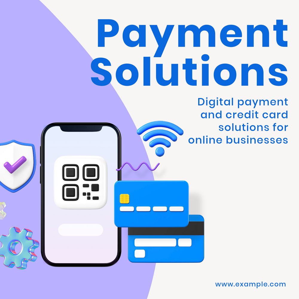 Payment solutions Instagram post template, editable text