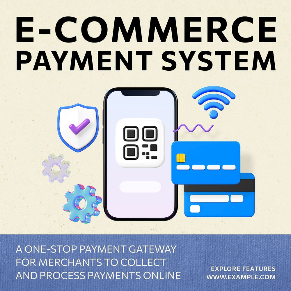 E-commerce payment system Instagram post template, editable text