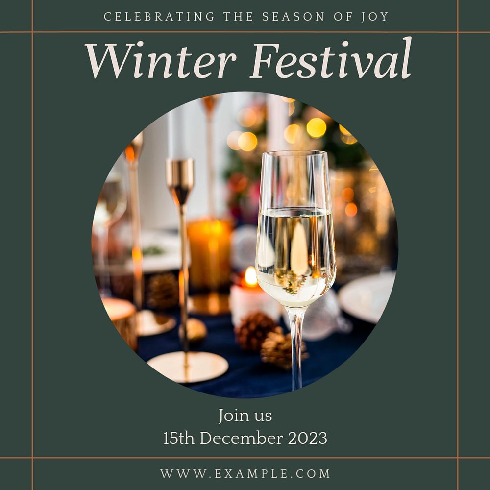 Winter festival Instagram post template, editable text