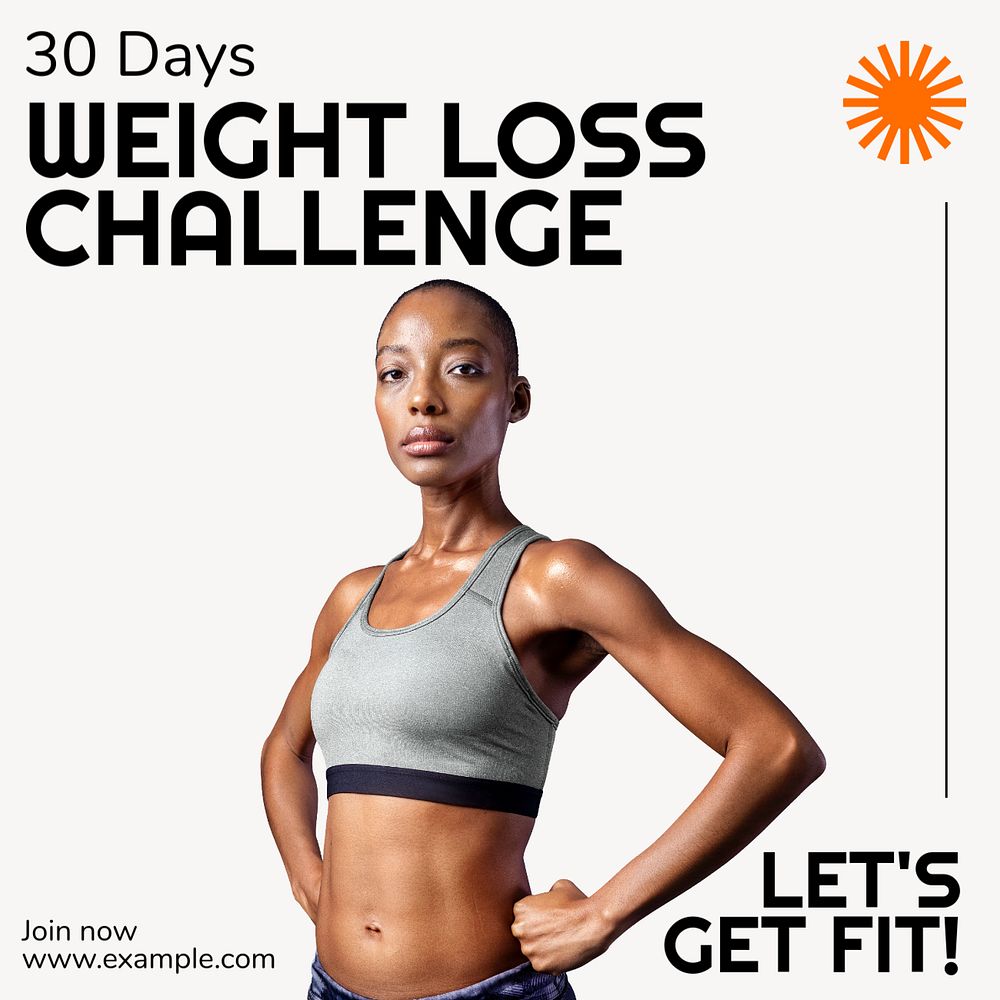 Weight loss challenge Facebook post template, editable design