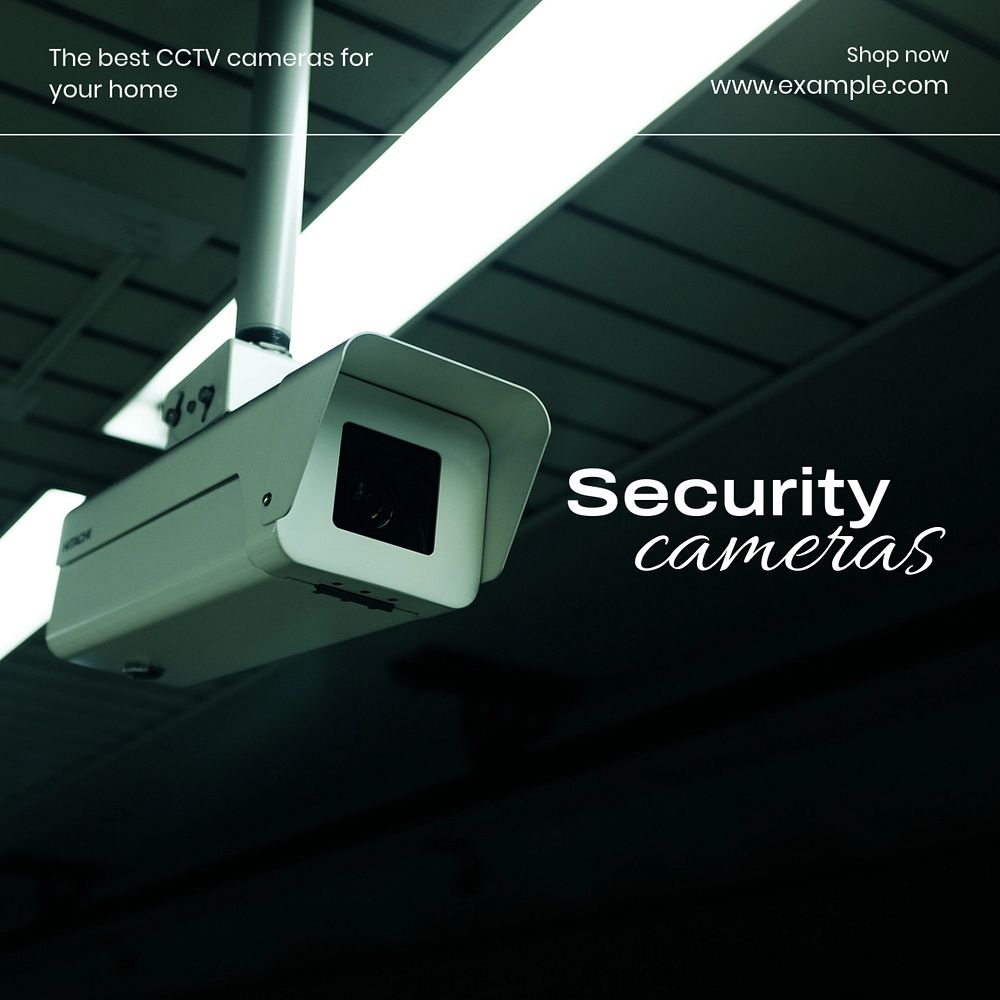 Security cameras Instagram post template, editable text