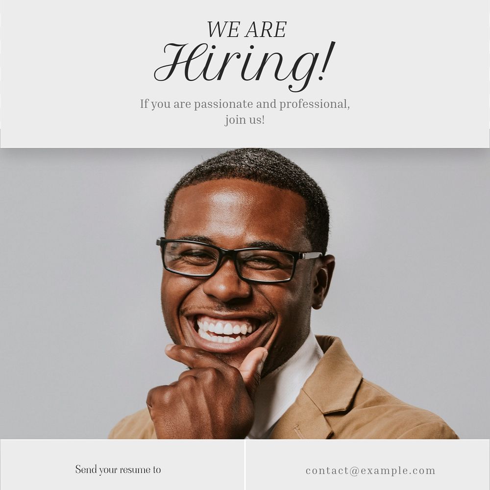 We're hiring Instagram post template, editable text