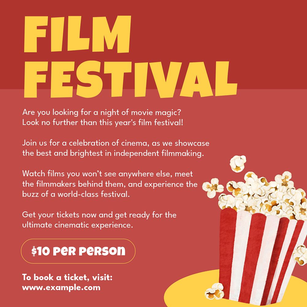 Film festival Instagram post template, editable text