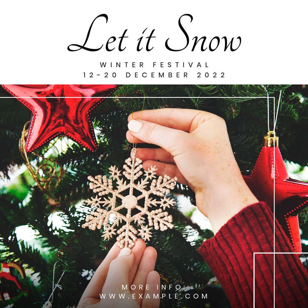 Winter snow festival Instagram post template, editable text