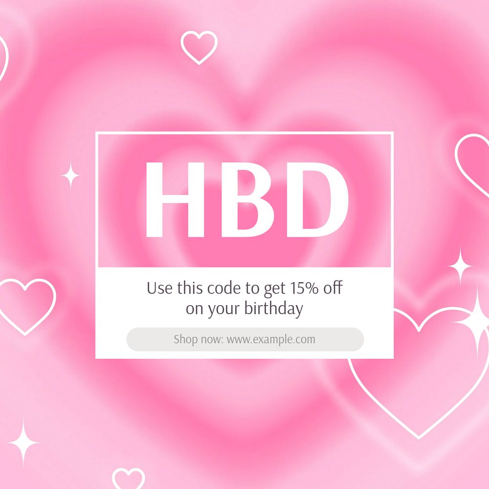 HBD Instagram post template, editable text