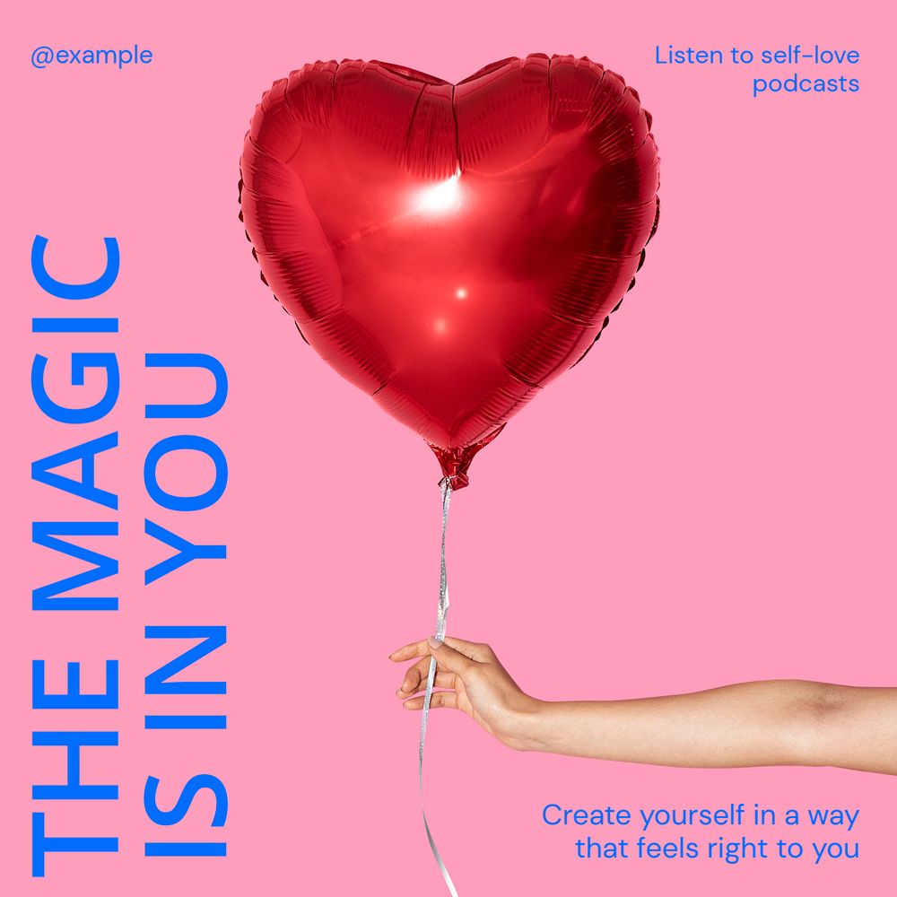 Self-love podcast Instagram post template, editable text