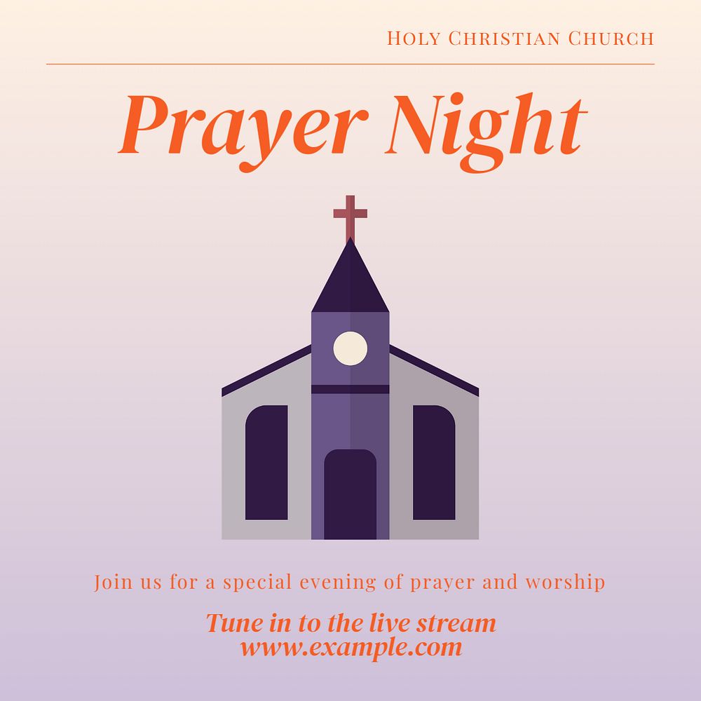 Prayer night Instagram post template, editable text