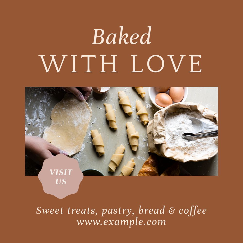 Baked with love Instagram post template, editable text