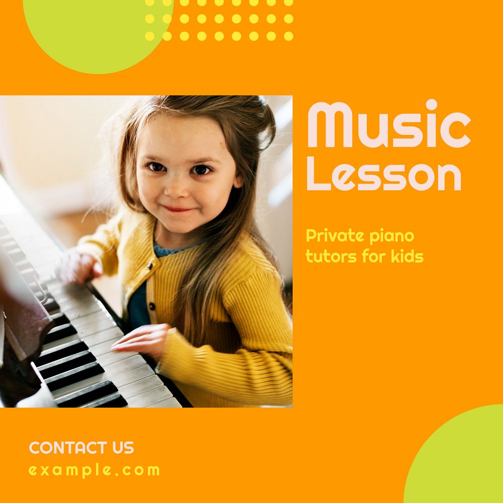 Music lesson Instagram post template, editable text