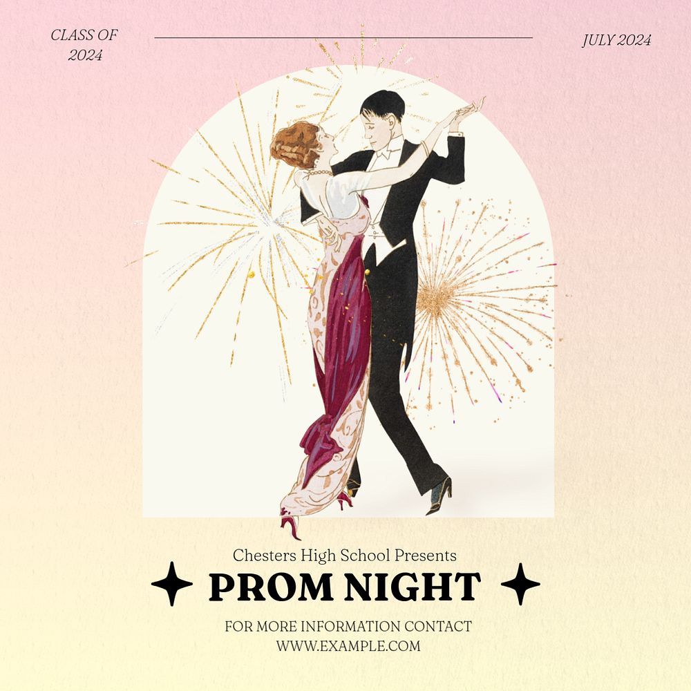 Prom night Instagram post template, editable text