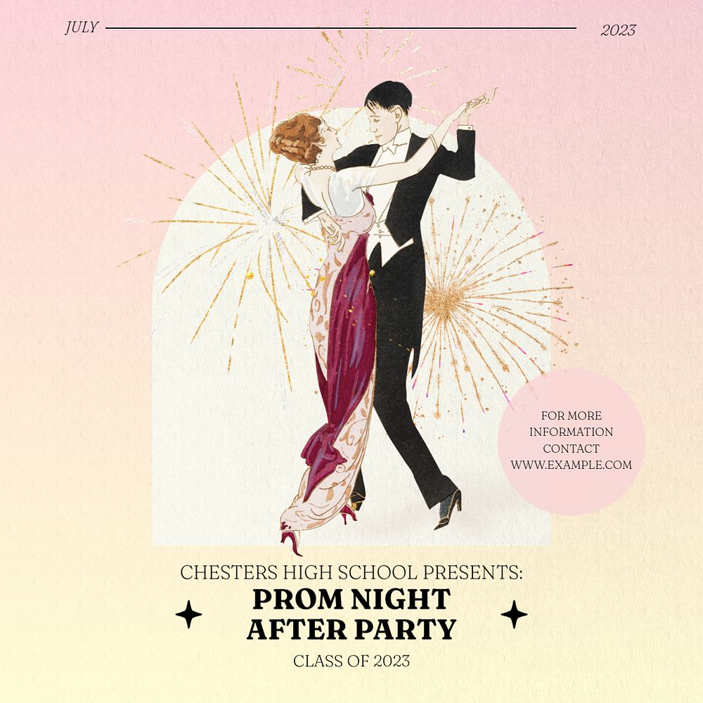 Prom night Instagram post template, editable text