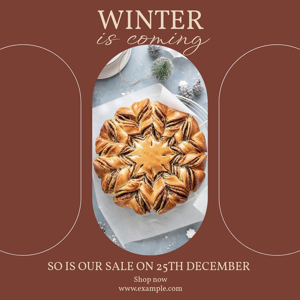 Winter sale Instagram post template, editable text