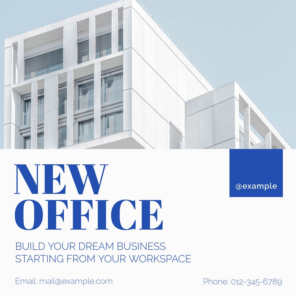 New office Instagram post template, editable text