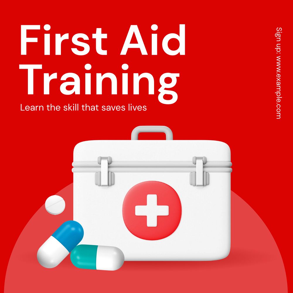 First aid Instagram post template, editable text