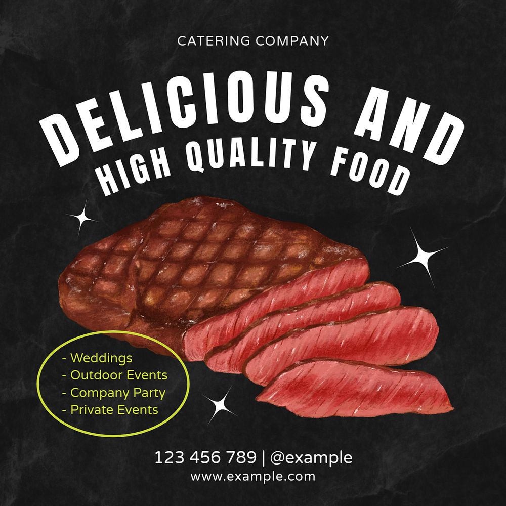 Catering service company Instagram post template, editable text