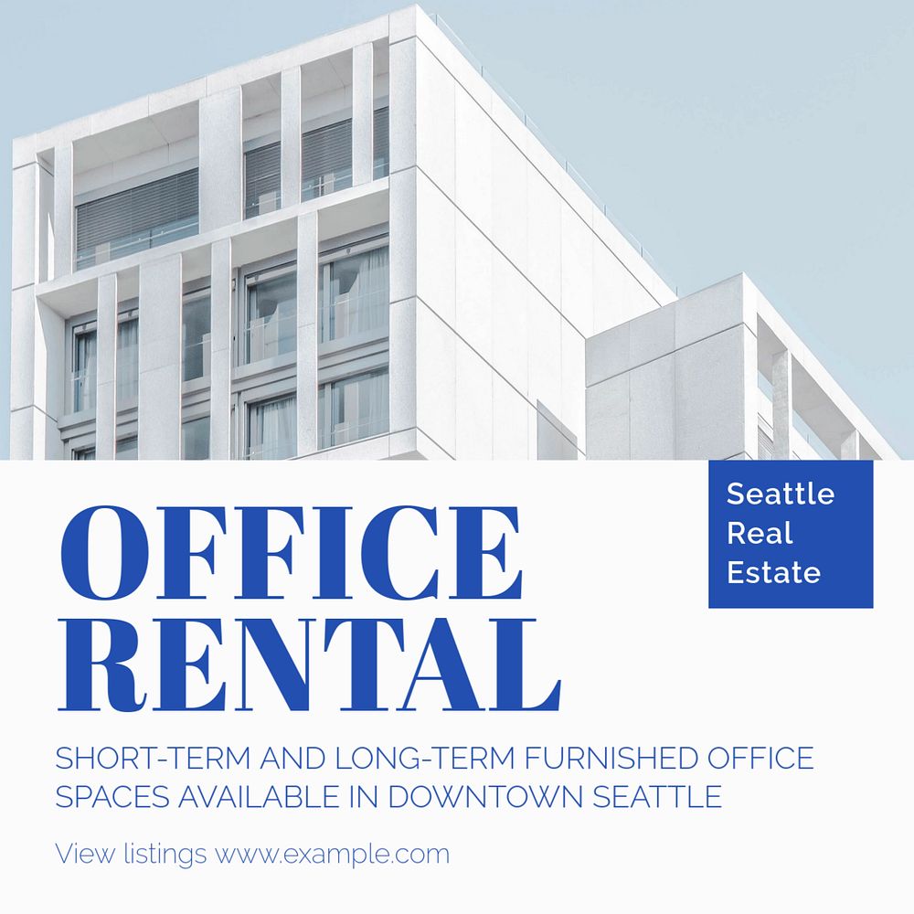 Office rental Instagram post template, editable text